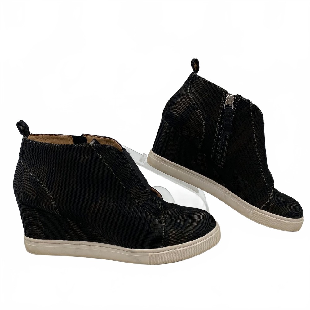 Linea Paola Black Green Camouflage Wedge Sneakers | Women’s US7